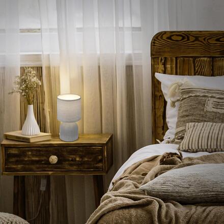 BRILONER Ino stolní lampička, látkové stínidlo, keramický podstavec, 15x28 cm (DxH), šedá 7538014