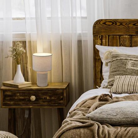 BRILONER Ino stolní lampička, látkové stínidlo, keramický podstavec, 22x37,5 cm (DxH), hnědé 7539011