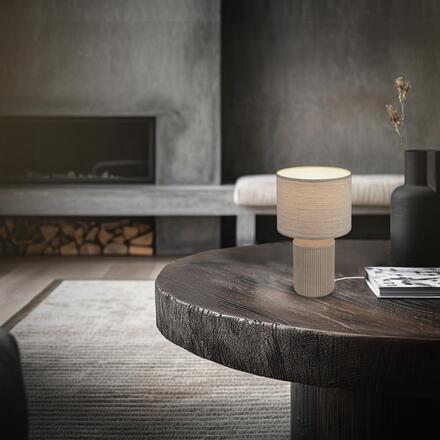 BRILONER Ino stolní lampička, látkové stínidlo, keramický podstavec, 22x37,5 cm (DxH), hnědé 7539011