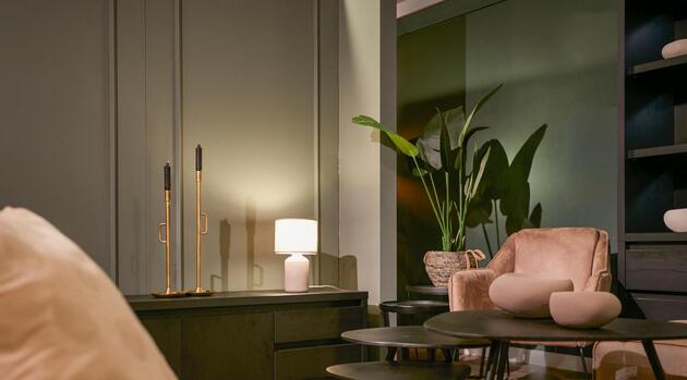 BRILONER Ino stolní lampička, látkové stínidlo, keramický podstavec, 22x37,5 cm (DxH), hnědé 7539011