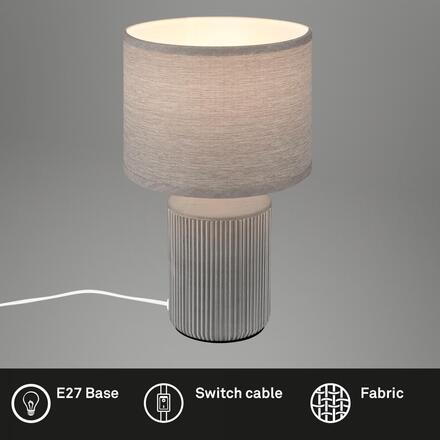 BRILONER Ino stolní lampička, látkové stínidlo, keramický podstavec, 22x37,5 cm (DxH), šedá 7539014