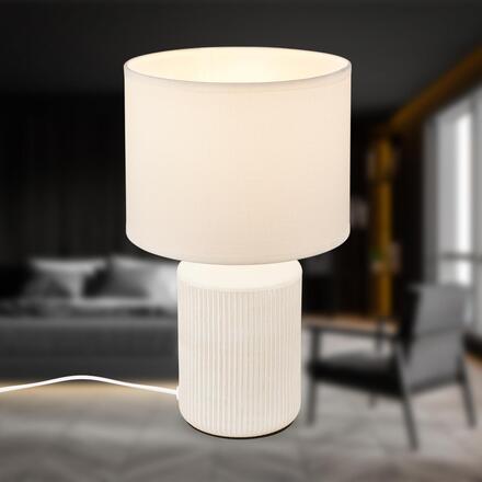 BRILONER Ino stolní lampička, látkové stínidlo, keramický podstavec, 22x37,5 cm (DxH), bílé 7539016