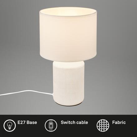 BRILONER Ino stolní lampička, látkové stínidlo, keramický podstavec, 22x37,5 cm (DxH), bílé 7539016