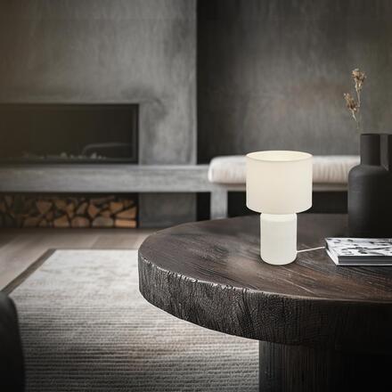 BRILONER Ino stolní lampička, látkové stínidlo, keramický podstavec, 22x37,5 cm (DxH), bílé 7539016