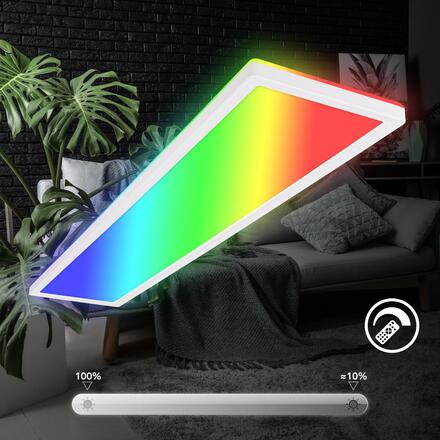 BRILONER Tava LED stropní svítidlo, dálkový ovladač, RGB, ploché, stmívatelné, bílé 7540016