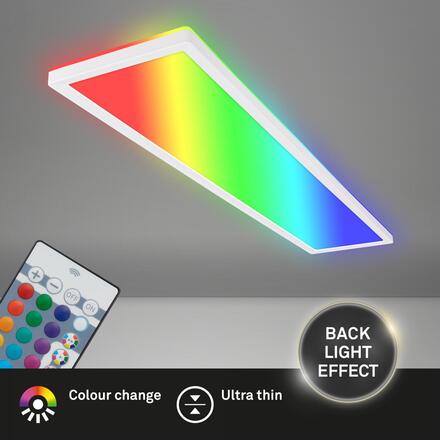 BRILONER Tava LED stropní svítidlo, dálkový ovladač, RGB, ploché, stmívatelné, bílé 7540016
