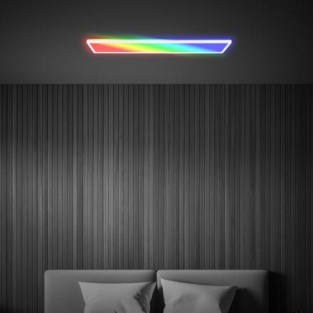 BRILONER Tava LED stropní svítidlo, dálkový ovladač, RGB, ploché, stmívatelné, bílé 7540016