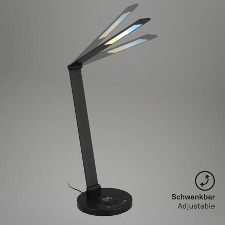 BRILONER Cuma LED lampa na psací stůl, bezdrátové nabíjení telefonu, stmívatelná, černá 7543015