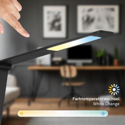 BRILONER Cuma LED lampa na psací stůl, bezdrátové nabíjení telefonu, stmívatelná, černá 7543015