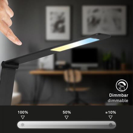 BRILONER Cuma LED lampa na psací stůl, bezdrátové nabíjení telefonu, stmívatelná, černá 7543015