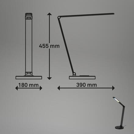 BRILONER Cuma LED lampa na psací stůl, bezdrátové nabíjení telefonu, stmívatelná, černá 7543015