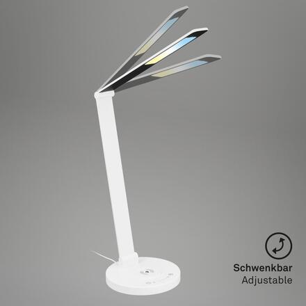 BRILONER Cuma LED lampa na psací stůl, bezdrátové nabíjení telefonu, stmívatelná, bílá 7543016