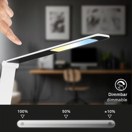 BRILONER Cuma LED lampa na psací stůl, bezdrátové nabíjení telefonu, stmívatelná, bílá 7543016