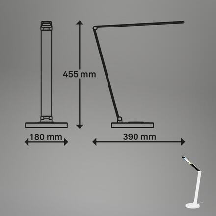 BRILONER Cuma LED lampa na psací stůl, bezdrátové nabíjení telefonu, stmívatelná, bílá 7543016