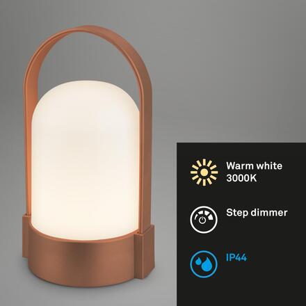 BRILONER Asa stolní lampička - 1W, 50lm, bezdrátová, LED, stmívatelné, teplá bílá, hnědá metalická 7544013