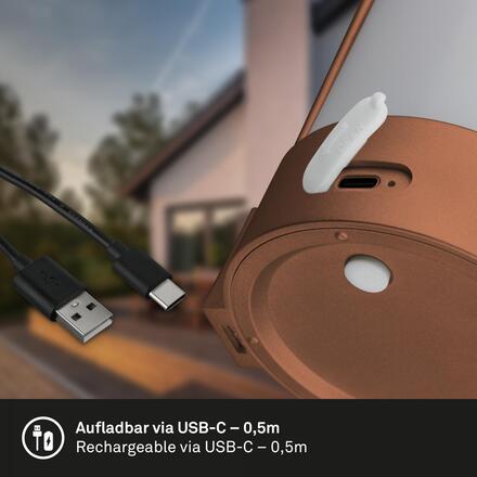 BRILONER Asa stolní lampička - 1W, 50lm, bezdrátová, LED, stmívatelné, teplá bílá, hnědá metalická 7544013