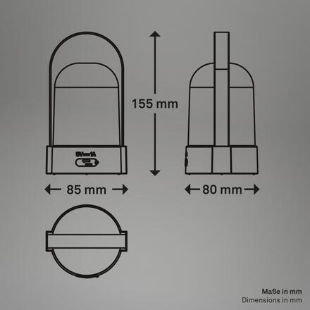 BRILONER Asa stolní lampička - 1W, 50lm, bezdrátová, LED, stmívatelné, teplá bílá, limetkově zelená 7544019