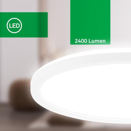 BRILONER Tava A LED stropní svítidlo, třída A, přímé a nepřímé osvětlení, 50.000h, kruhové 29 cm, bílé 7546016