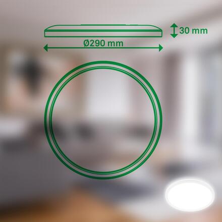 BRILONER Tava A LED stropní svítidlo, třída A, přímé a nepřímé osvětlení, 50.000h, kruhové 29 cm, bílé 7546016