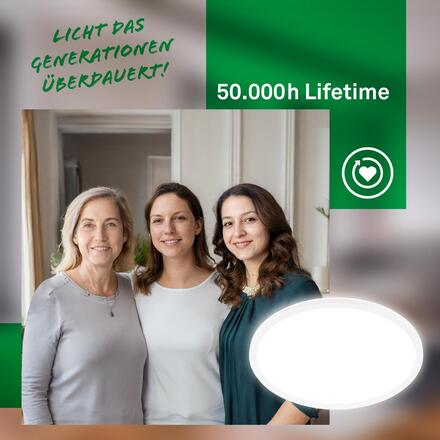 BRILONER Tava A LED stropní svítidlo, energetická třída A, přímé a nepřímé osvětlení, 50.000h životnost, kruhové 42 cm, bílé 7548016
