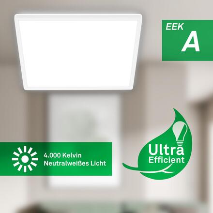 BRILONER Tava A LED stropní svítidlo, energetická třída A, přímé a nepřímé osvětlení, 50.000h životnost, 42x42 cm, bílé 7549016