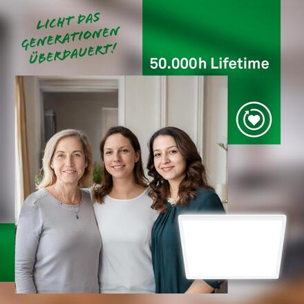 BRILONER Tava A LED stropní svítidlo, energetická třída A, přímé a nepřímé osvětlení, 50.000h životnost, 42x42 cm, bílé 7549016