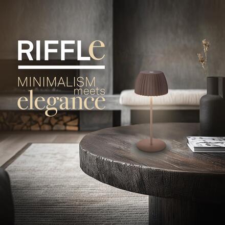 BRILONER Nabíjecí stolní lampa Riffle Mini - 20 cm, 1,5W, 150lm, LED, stmívatelné, dotykový vypínač, hnědé 7552010