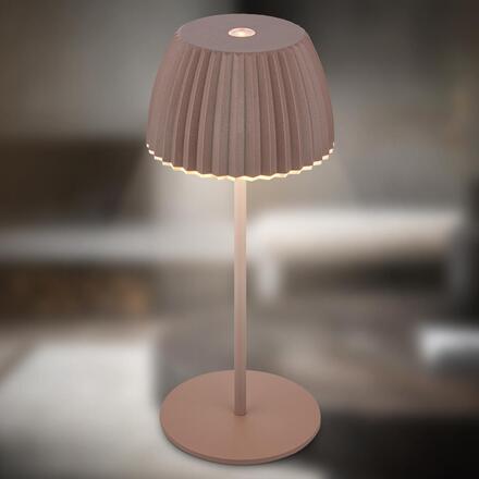 BRILONER Nabíjecí stolní lampa Riffle Mini - 20 cm, 1,5W, 150lm, LED, stmívatelné, dotykový vypínač, hnědé 7552010