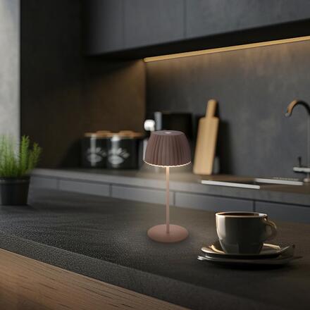 BRILONER Nabíjecí stolní lampa Riffle Mini - 20 cm, 1,5W, 150lm, LED, stmívatelné, dotykový vypínač, hnědé 7552010