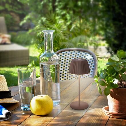 BRILONER Nabíjecí stolní lampa Riffle Mini - 20 cm, 1,5W, 150lm, LED, stmívatelné, dotykový vypínač, hnědé 7552010