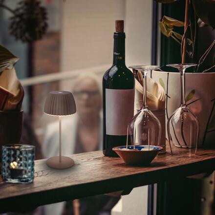 BRILONER Nabíjecí stolní lampa Riffle Mini - 20 cm, 1,5W, 150lm, LED, stmívatelné, dotykový vypínač, hnědé 7552010