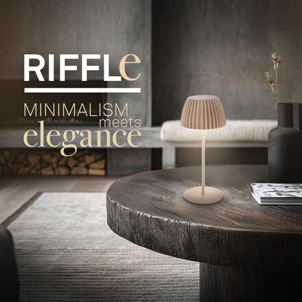 BRILONER Nabíjecí stolní lampa Riffle Mini - 20 cm, 1,5W, 150lm, bezdrátová, LED, stmívatelné, dotykový vypínač, béžová 7552011