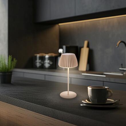 BRILONER Nabíjecí stolní lampa Riffle Mini - 20 cm, 1,5W, 150lm, bezdrátová, LED, stmívatelné, dotykový vypínač, béžová 7552011