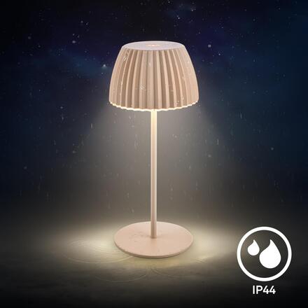 BRILONER Nabíjecí stolní lampa Riffle Mini - 20 cm, 1,5W, 150lm, bezdrátová, LED, stmívatelné, dotykový vypínač, béžová 7552011