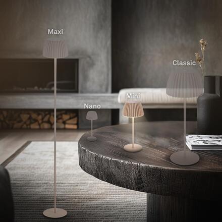 BRILONER Nabíjecí stolní lampa Riffle Mini - 20 cm, 1,5W, 150lm, bezdrátová, LED, stmívatelné, dotykový vypínač, béžová 7552011