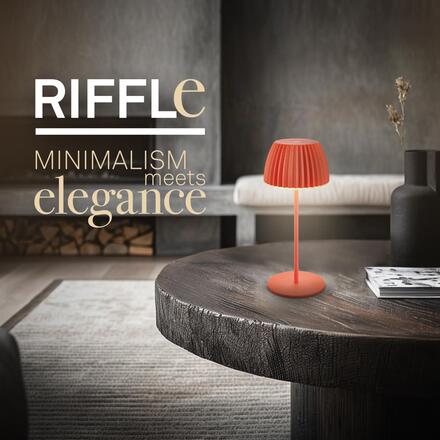 BRILONER Nabíjecí stolní lampa Riffle Mini - 20 cm, 1,5W, 150lm, bezdrátová, LED, stmívatelné, dotykový vypínač, oranžová 7552012