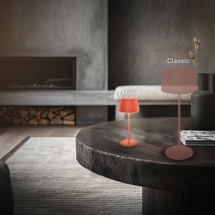 BRILONER Nabíjecí stolní lampa Riffle Mini - 20 cm, 1,5W, 150lm, bezdrátová, LED, stmívatelné, dotykový vypínač, oranžová 7552012