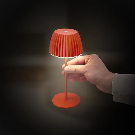 BRILONER Nabíjecí stolní lampa Riffle Mini - 20 cm, 1,5W, 150lm, bezdrátová, LED, stmívatelné, dotykový vypínač, oranžová 7552012