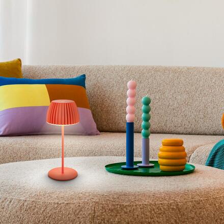 BRILONER Nabíjecí stolní lampa Riffle Mini - 20 cm, 1,5W, 150lm, bezdrátová, LED, stmívatelné, dotykový vypínač, oranžová 7552012