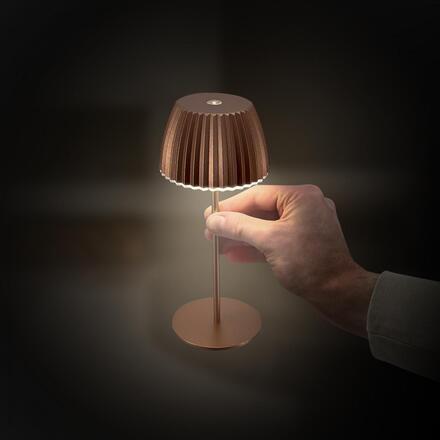 BRILONER Nabíjecí stolní lampa Riffle Mini - 20 cm, 1,5W, 150lm, bezdrátová, LED, stmívatelné, dotykový vypínač, měď 7552013