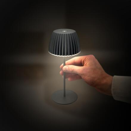 BRILONER Nabíjecí stolní lampa Riffle Mini - 20 cm, 1,5W, 150lm, bezdrátová, LED, stmívatelné, dotykový vypínač, antracit 7552015