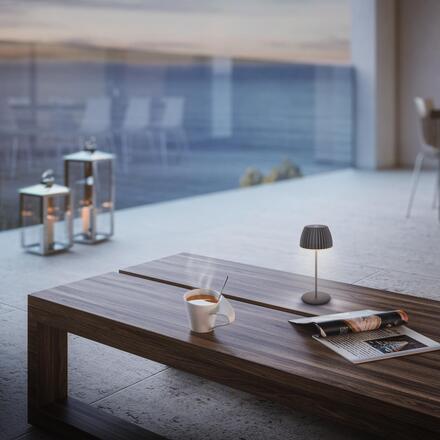 BRILONER Nabíjecí stolní lampa Riffle Mini - 20 cm, 1,5W, 150lm, bezdrátová, LED, stmívatelné, dotykový vypínač, antracit 7552015