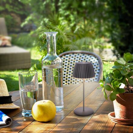 BRILONER Nabíjecí stolní lampa Riffle Mini - 20 cm, 1,5W, 150lm, bezdrátová, LED, stmívatelné, dotykový vypínač, antracit 7552015