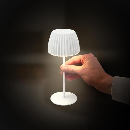 BRILONER Nabíjecí stolní lampa Riffle Mini - 20 cm, 1,5W, 150lm, bezdrátová, LED, stmívatelné, dotykový vypínač, bílé 7552016