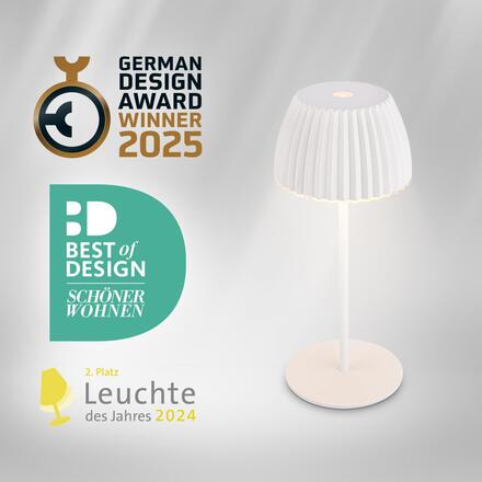 BRILONER Nabíjecí stolní lampa Riffle Mini - 20 cm, 1,5W, 150lm, bezdrátová, LED, stmívatelné, dotykový vypínač, bílé 7552016