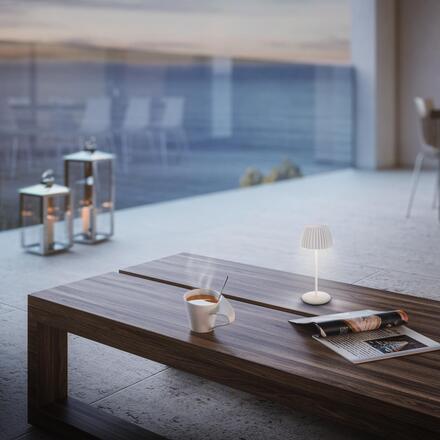 BRILONER Nabíjecí stolní lampa Riffle Mini - 20 cm, 1,5W, 150lm, bezdrátová, LED, stmívatelné, dotykový vypínač, bílé 7552016