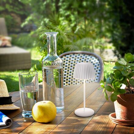 BRILONER Nabíjecí stolní lampa Riffle Mini - 20 cm, 1,5W, 150lm, bezdrátová, LED, stmívatelné, dotykový vypínač, bílé 7552016