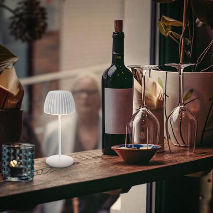 BRILONER Nabíjecí stolní lampa Riffle Mini - 20 cm, 1,5W, 150lm, bezdrátová, LED, stmívatelné, dotykový vypínač, bílé 7552016