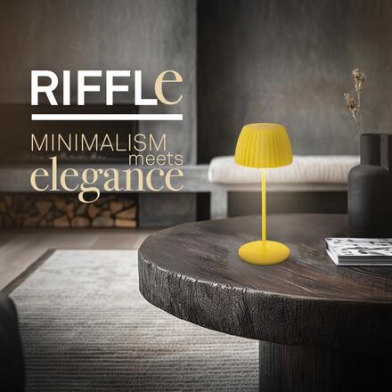 BRILONER Nabíjecí stolní lampa Riffle Mini - 20 cm, 1,5W, 150lm, bezdrátová, LED, stmívatelné, dotykový vypínač, žlutá 7552017