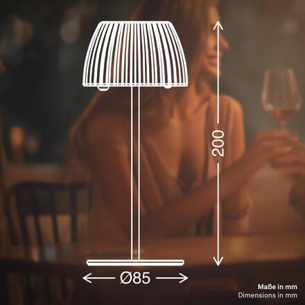 BRILONER Nabíjecí stolní lampa Riffle Mini - 20 cm, 1,5W, 150lm, bezdrátová, LED, stmívatelné, dotykový vypínač, žlutá 7552017